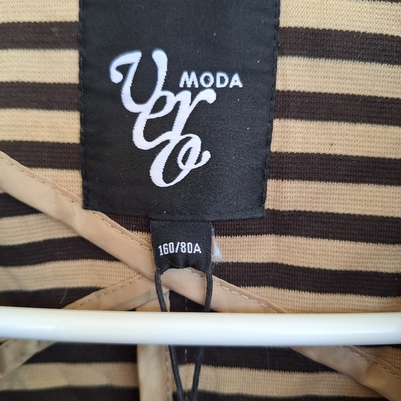 Vero Moda Jacket SzXS Stripe Blk/Tan Collar/Dbl Breasted Short Sleeves NWT - Picture 5 of 8